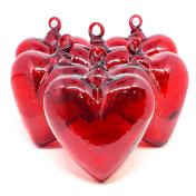  / Red 5.1 inch Large Hanging Glass Hearts (set of 6)